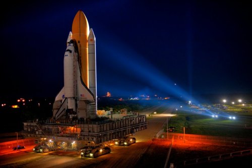 Shuttle Discovery's last rollout to the launch pad